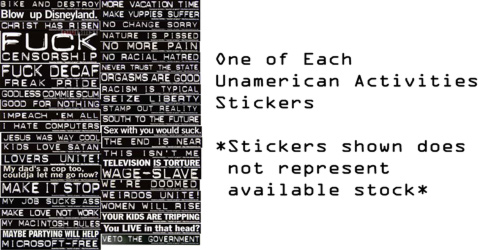 One-of-each Unamerican Activities Stickers